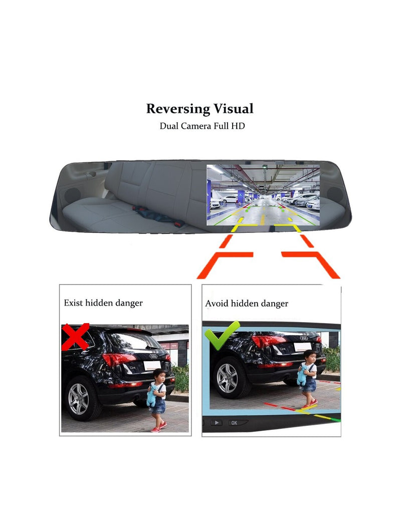 Espelho Retrovisor com Câmara de Gravação Full HD